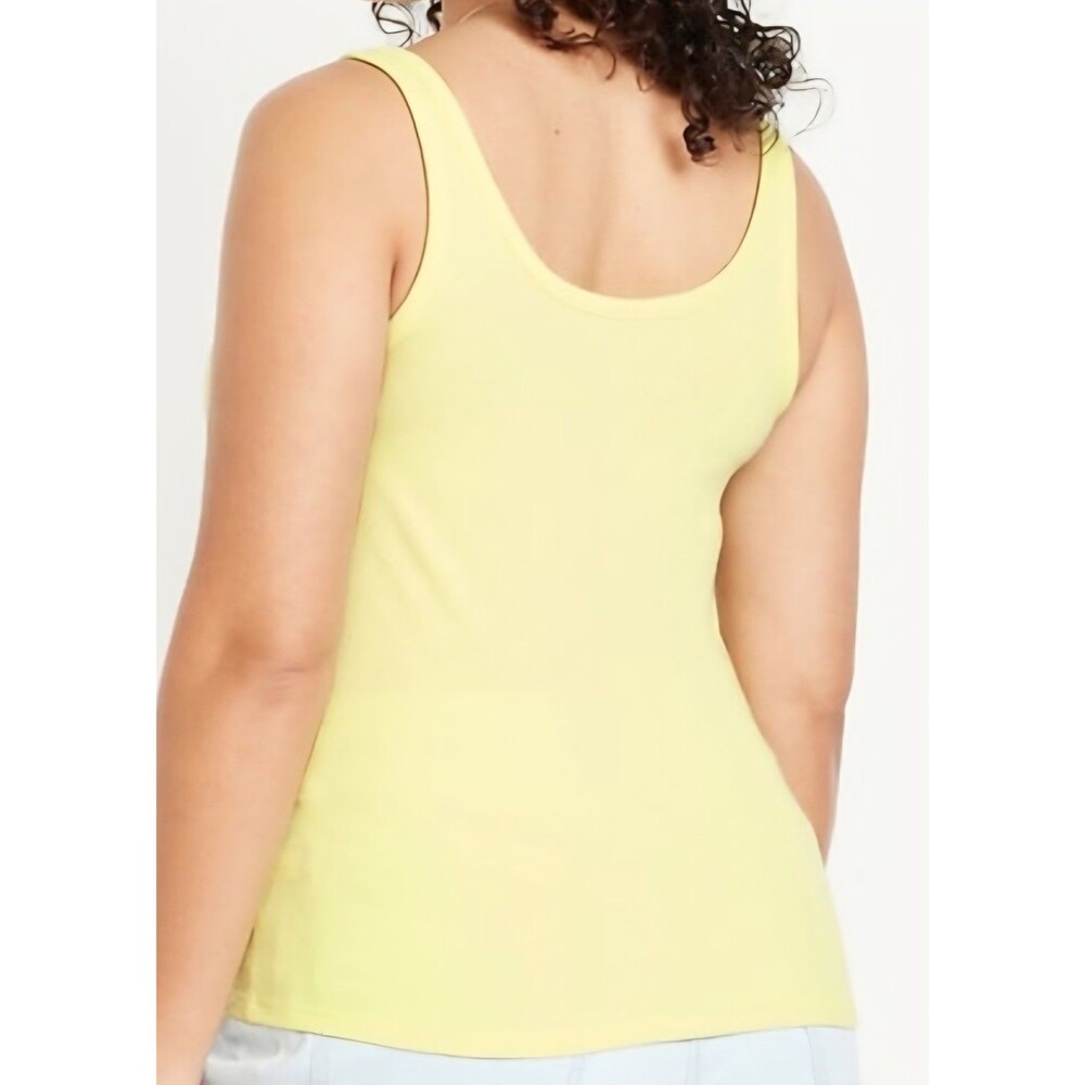 Old Navy Womens LG YELLOW  Cropped Rib Knit Tank Top Stretch Sleeveless NWT